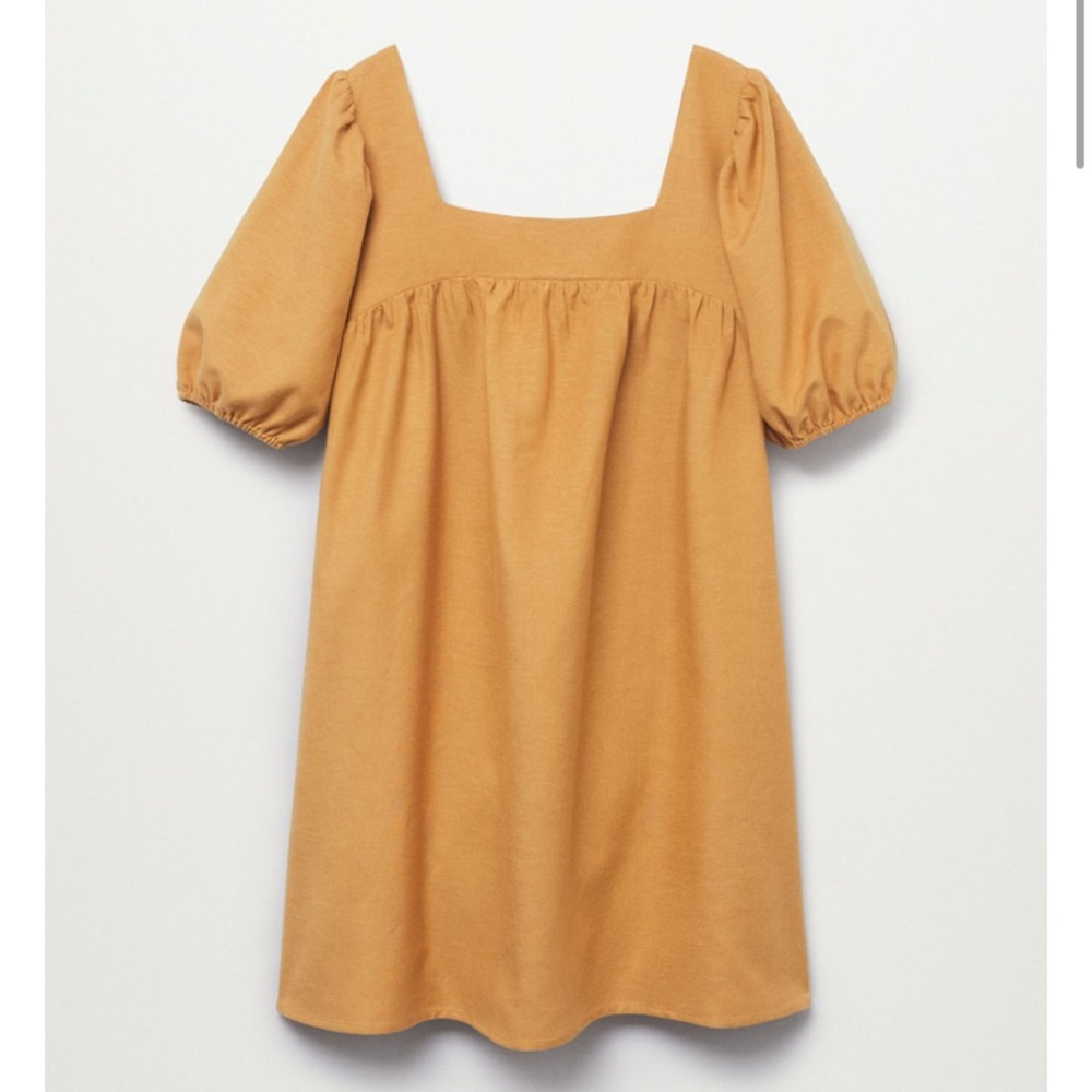MANGO Cotton puffed sleeved dress